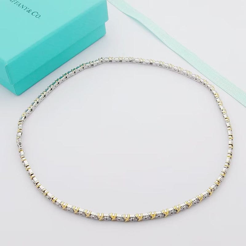 18K Tiffany Schlumberger Eighteen Stone Choker Necklace