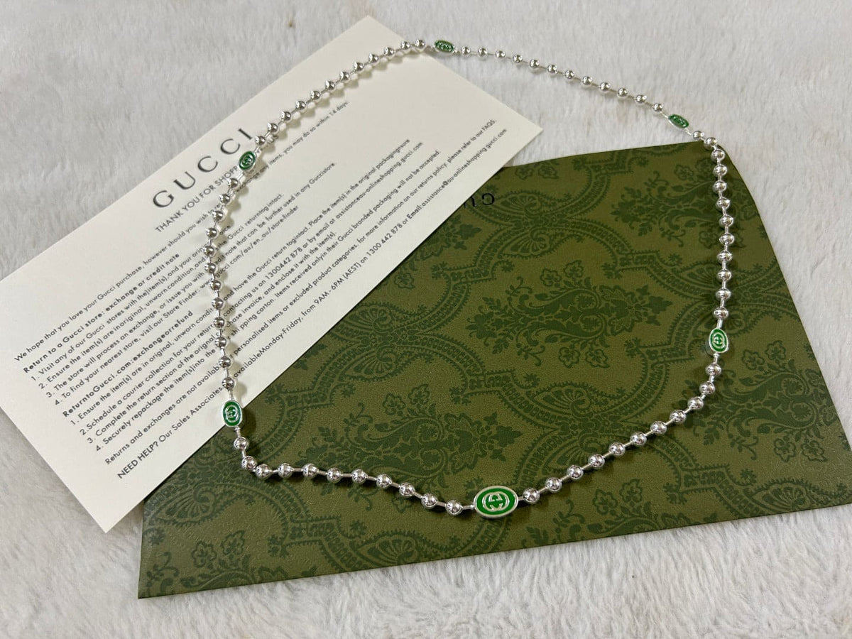 Double Gucci Interlocking Gucci Green Necklace