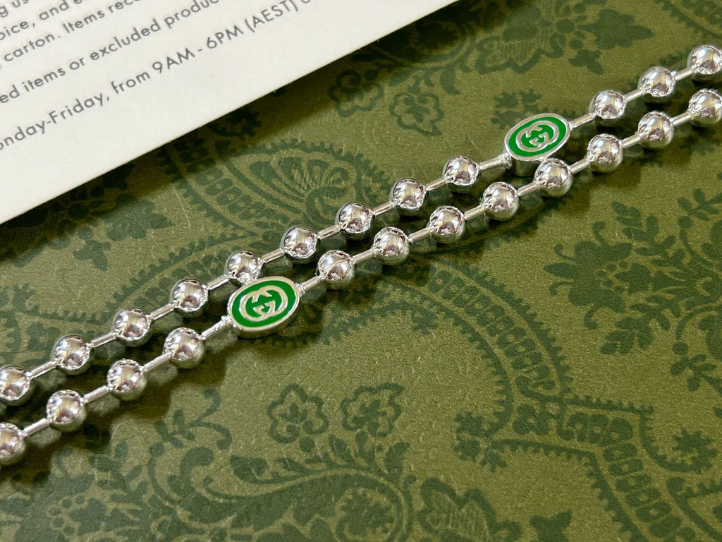 Double Gucci Interlocking Gucci Green Necklace