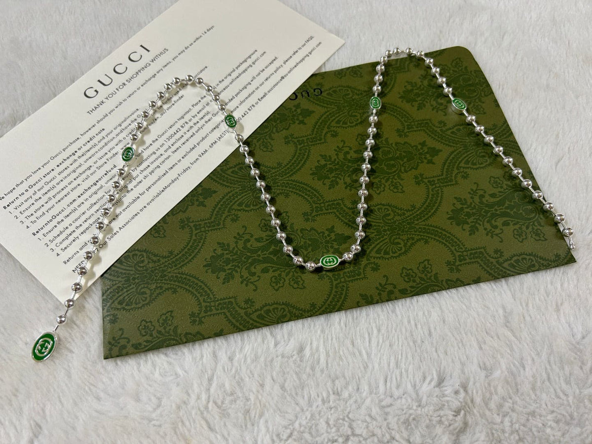 Double Gucci Interlocking Gucci Green Necklace