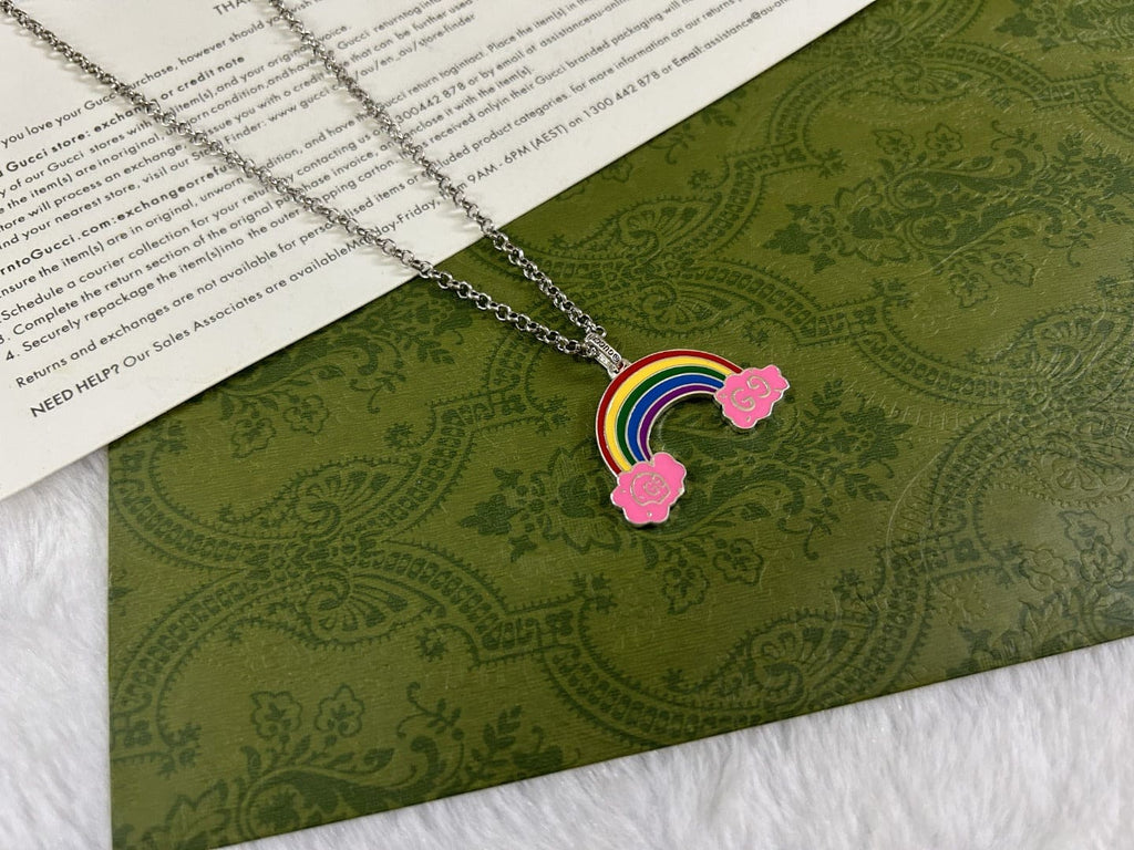 Double Gucci Rainbow Pendant Necklace