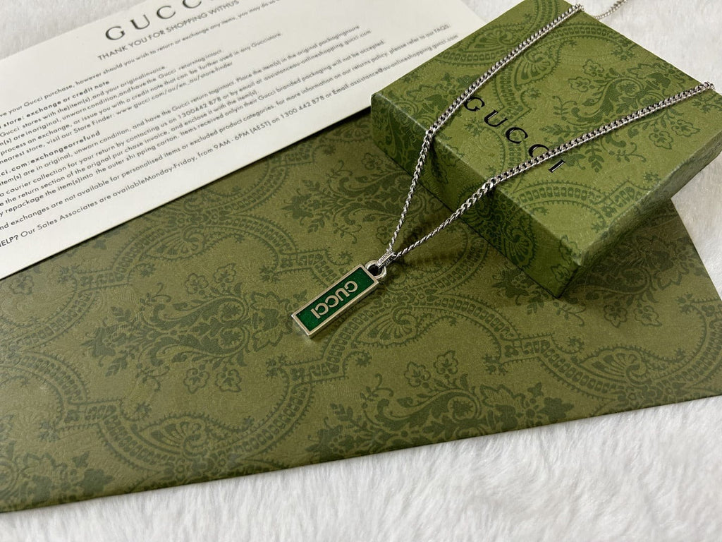 Double Gucci Enamel Pendant Necklace