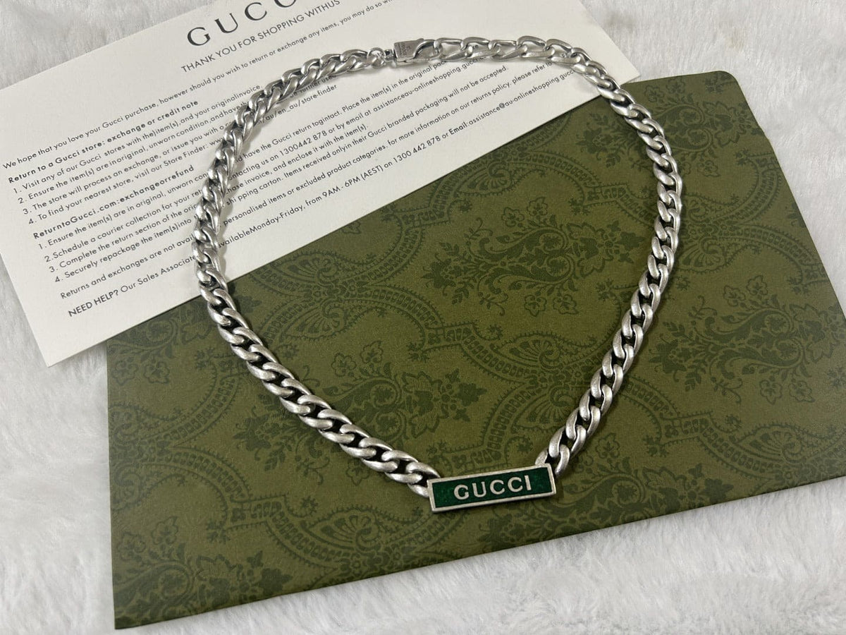 Double Gucci Enamel Chain Necklace
