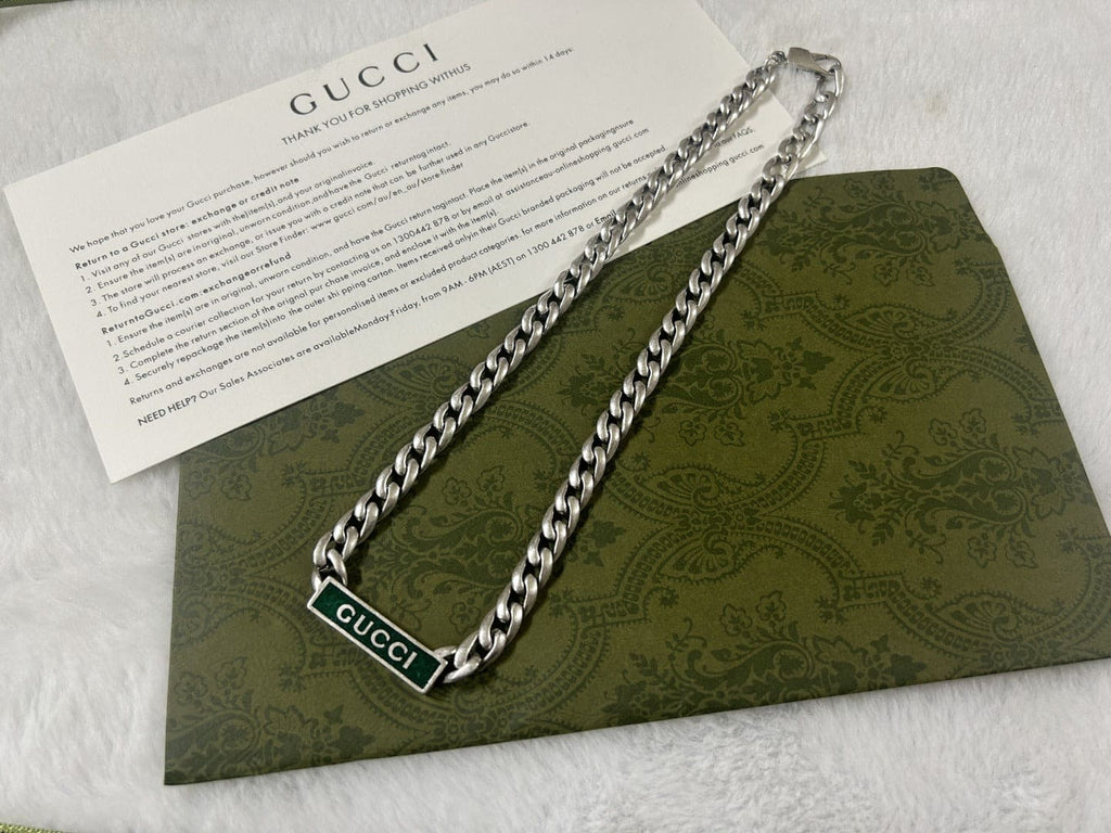Double Gucci Enamel Chain Necklace