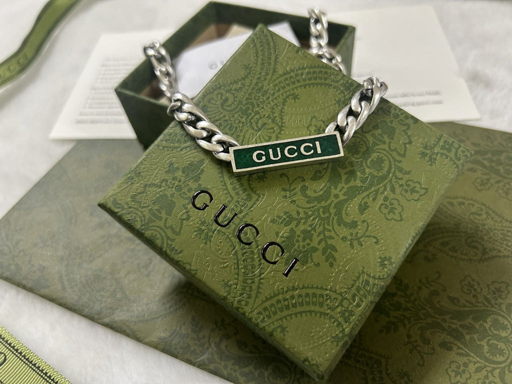 Double Gucci Enamel Chain Necklace