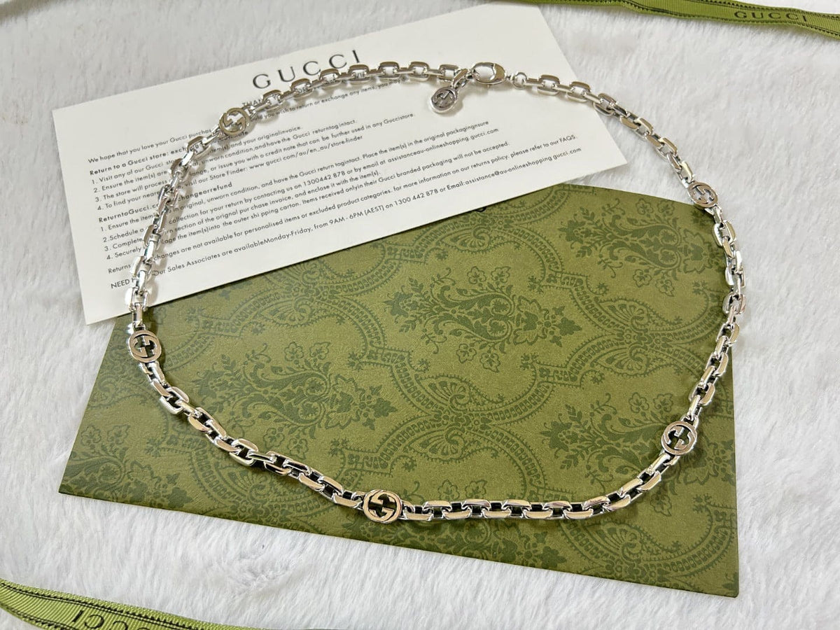 Double Gucci Interlocking Gucci Chain Necklace