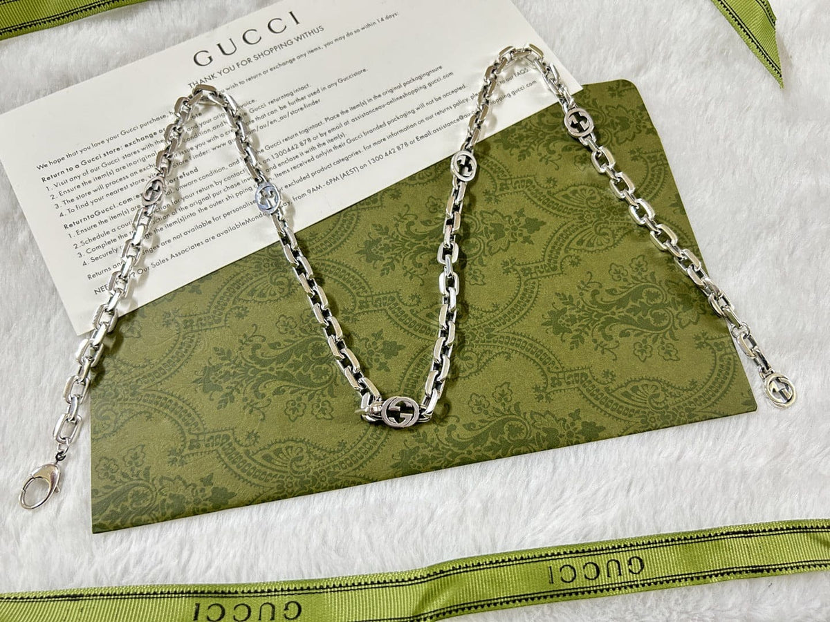 Double Gucci Interlocking Gucci Chain Necklace