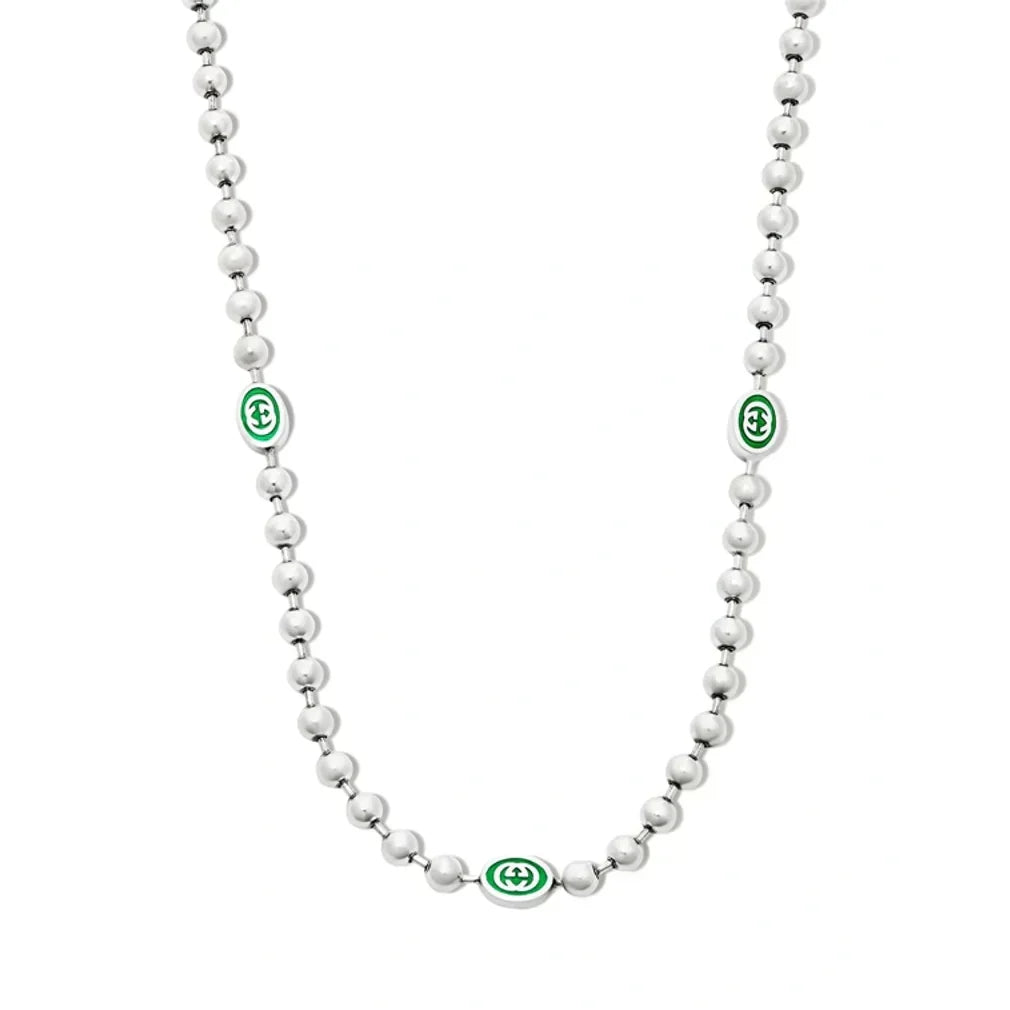 Double Gucci Interlocking Gucci Green Necklace