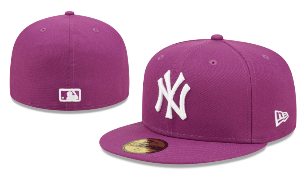 New York Yankees 59FIFTY Hat with White Logo - Purple
