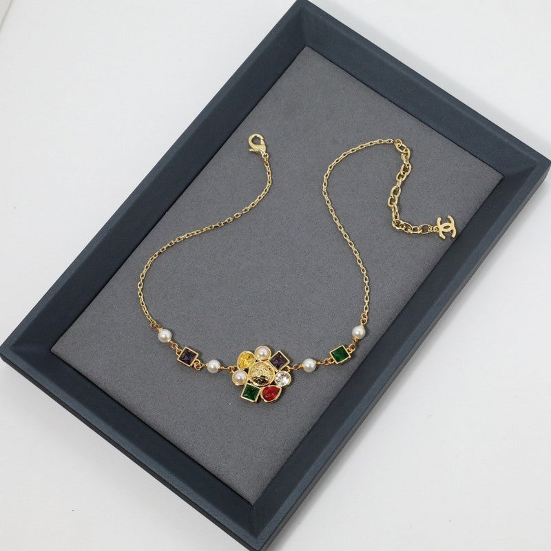18K  Chanel Color Crystal Choker Necklace