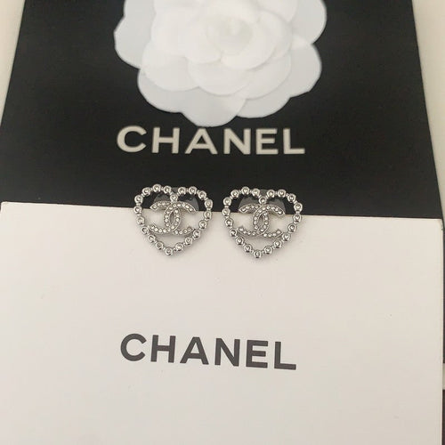 18K  Chanel Black Heart Diamond Earrings