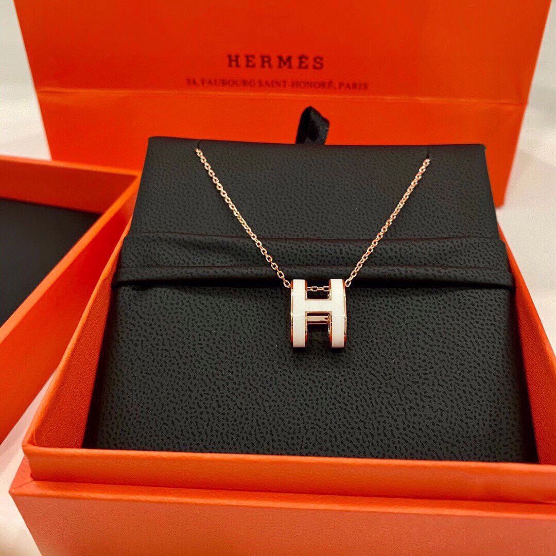 18K Mini Pop Hermes White Necklace