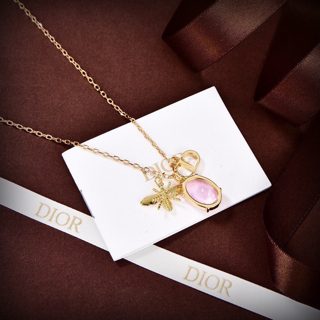 18K Petit Dior Pink Crystal Necklace