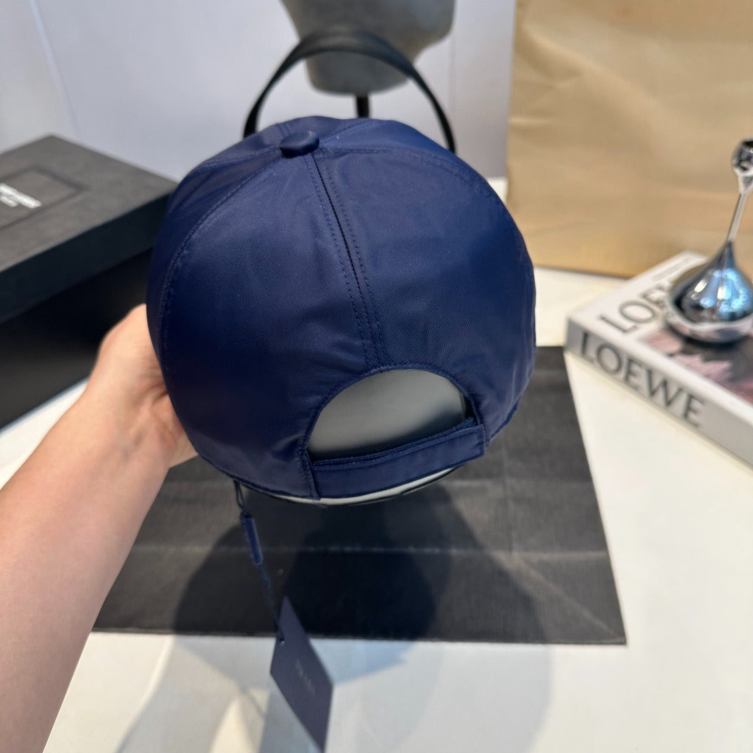 Nylon Baseball Cap with Metal Plaque — Navy